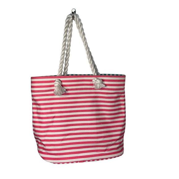 Punctuate for Barnes & Noble striped braided summer cottage open tote 15x18 - Picture 2 of 9